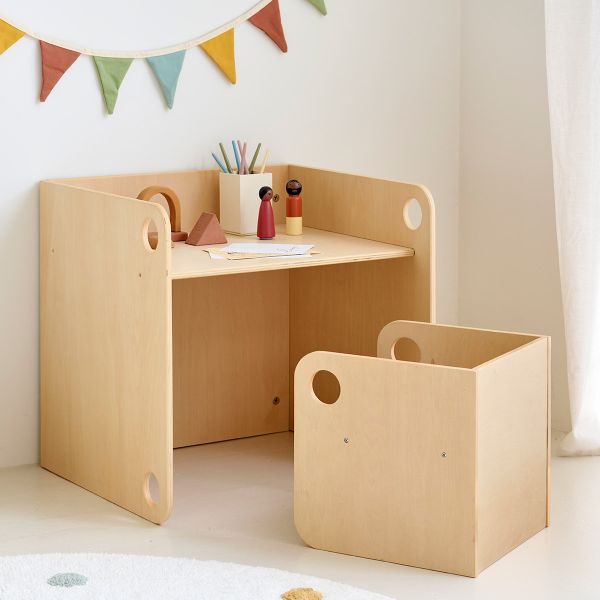 Montessori tafel en stoel «Ellipse» | Naturel
