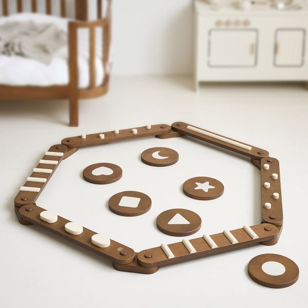 Houten evenwichtsbalk en balanceerstenen «Noyer» | Bruin