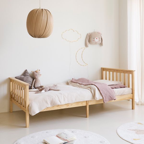 Kinderbed / eenpersoonsbed «Milo» | 90 x 200 cm | Naturel