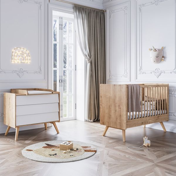 Meegroei babykamer «Vintage» 2-delig wit