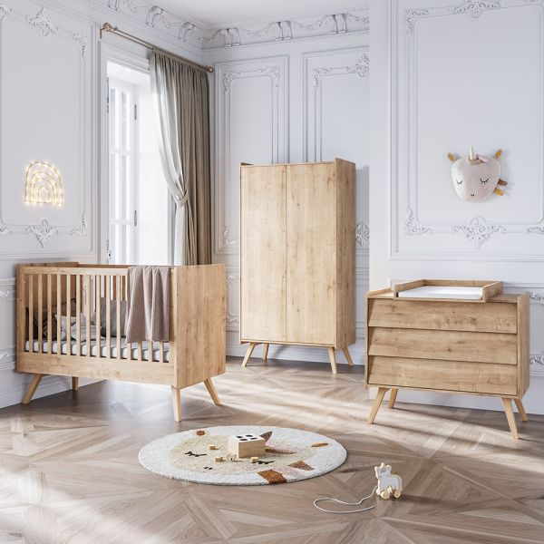 Babykamer 3 delig naturel hout vintage vox Petite Amélie