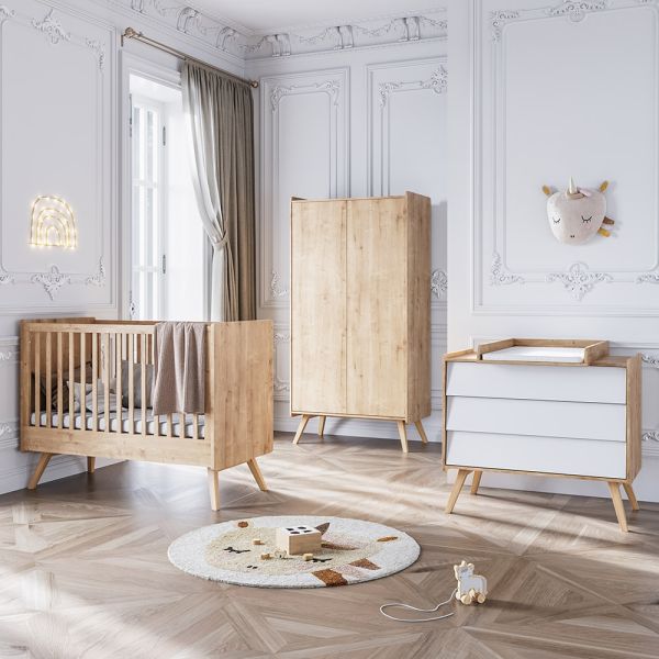 Meegroei babykamer «Vintage» 3-delig wit