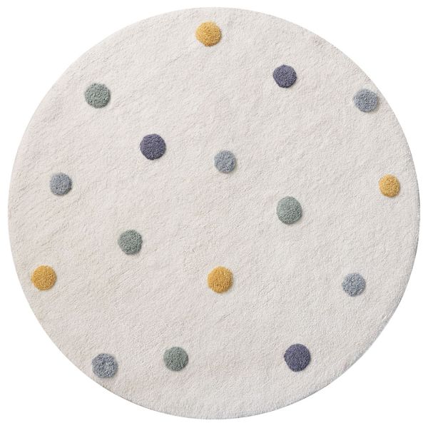 WASBAAR KINDERVLOERKLEED | ROND Ø110 CM | OFF-WHITE MET STIPPEN