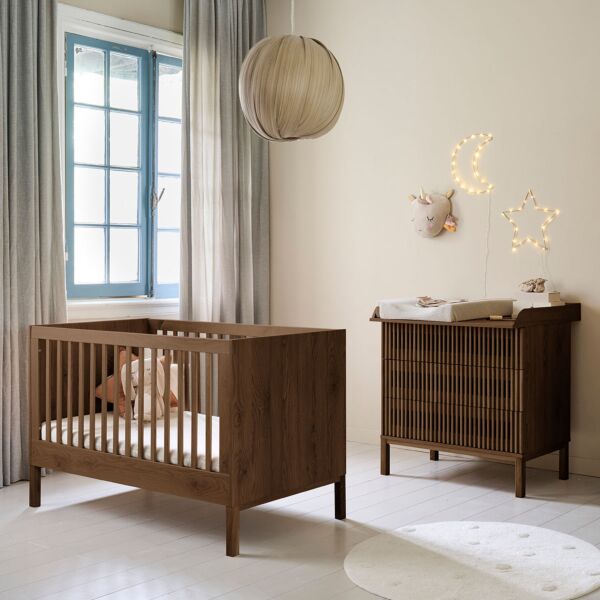 Babykamer «Japandi» 2-delig | Ledikant en commode | Wenge