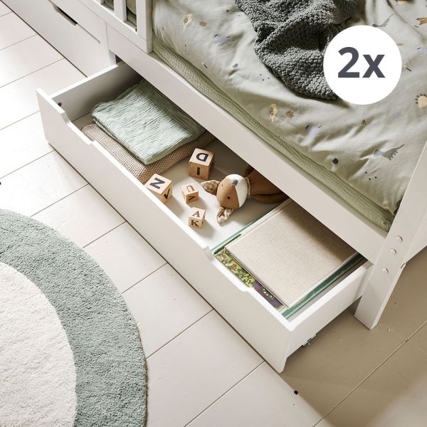 SET VAN 2 ONDERSCHUIFLADES VOOR BEDHUISJE «MAISON» (200 X 90 CM) | WIT