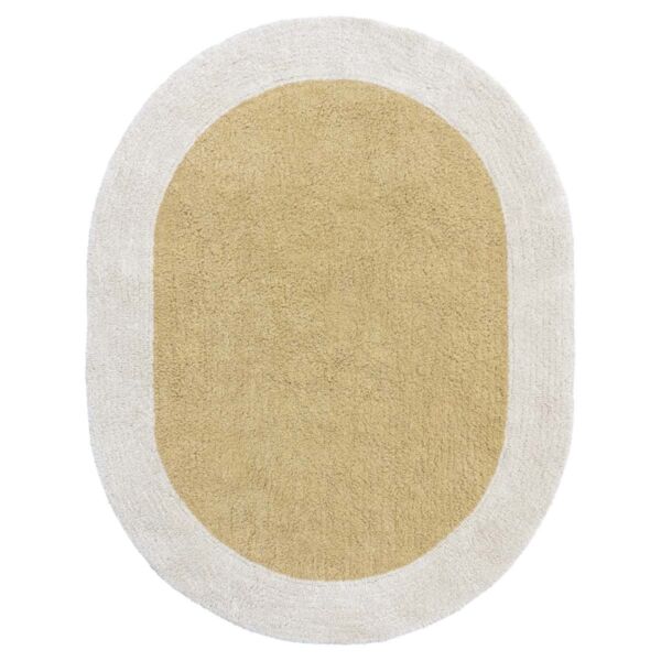 Wasbaar kindervloerkleed | Ovaal 100 x 130 cm | Geel en beige
