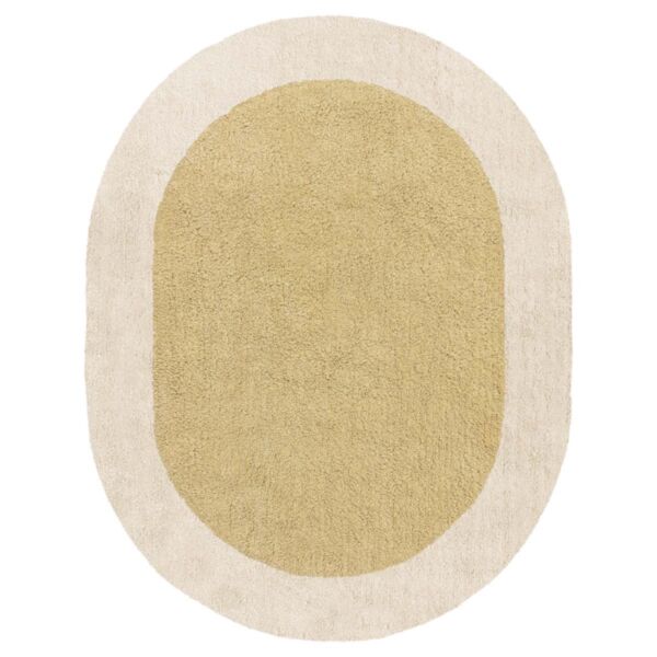 Wasbaar kindervloerkleed | Ovaal 100 x 130 cm | Geel en beige