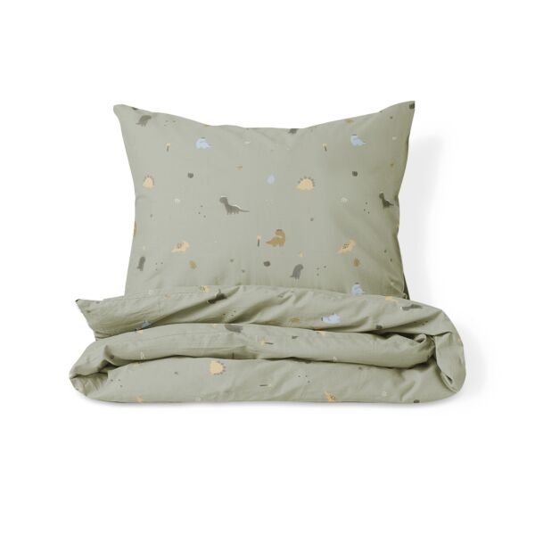 DEKBEDOVERTREKSET 120x150 «DINO» | GRIJS-GROEN