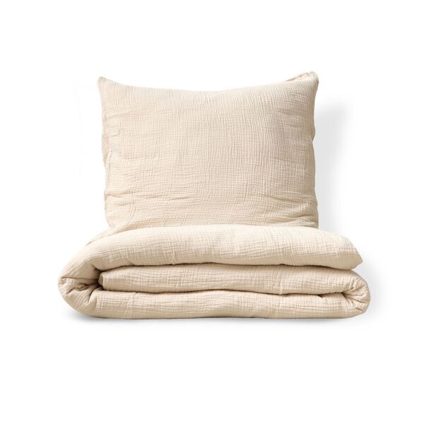 Mousseline dekbedovertrekset 120x150cm, incl. kussenhoes | Beige