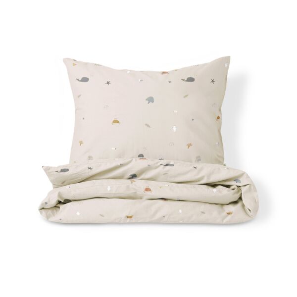 DEKBEDOVERTREKSET 120x150 «SEA LIFE» | BEIGE-ZAND