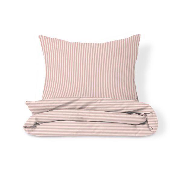 DEKBEDOVERTREKSET 120 X 150 CM «STRIPED» | OFF WHITE EN ROZE