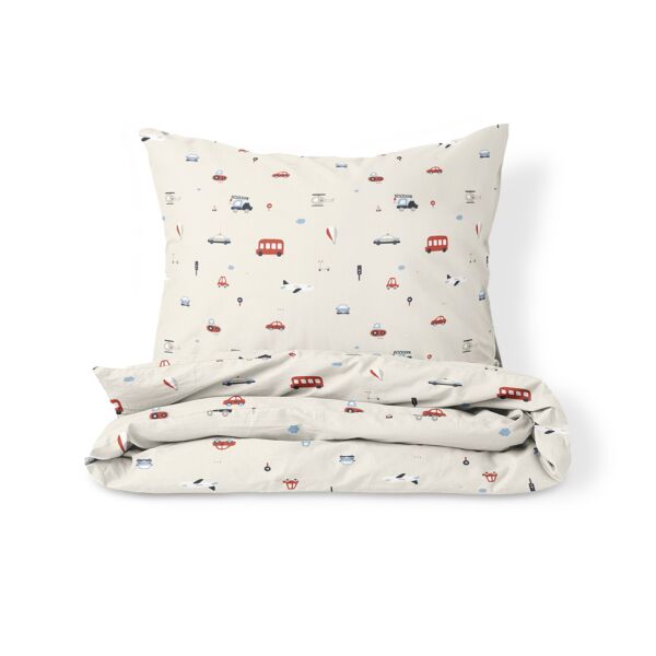 DEKBEDOVERTREKSET 120 X 150 CM «VEHICLES» | BEIGE
