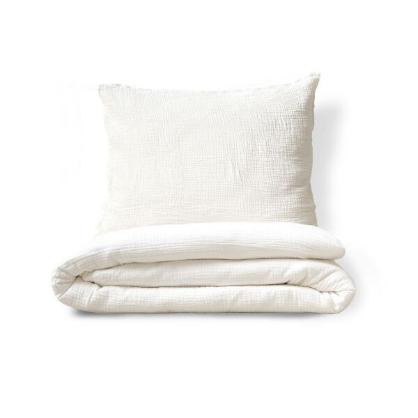 Dekbedovertrekset mousseline katoen incl. kussenhoes | 120x150cm | WIT