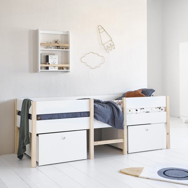 Eenpersoonsbed kinderkamer wit hout 200x90 | Petite Amélie