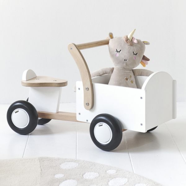 houten bakfiets loopfiets 1 jaar baby naturel wit Petite Amélie