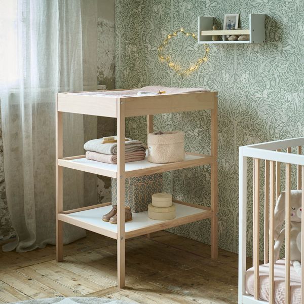 Houten commode baby verzorgingstafel wit naturel van Petite Amélie