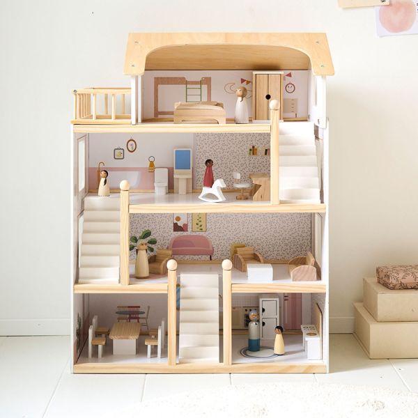 GROOT HOUTEN POPPENHUIS «BLANCHE» | INCL. 19-DELIGE MEUBELSET | 80 cm | WIT