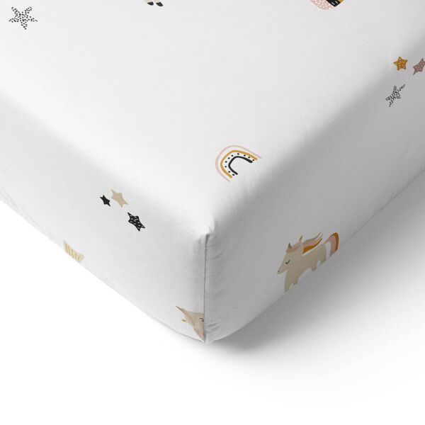 Premium hoeslaken eenpersoonsbed «Lara» 90x200 GOTS | Unicorn