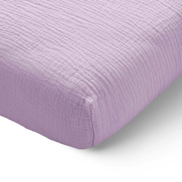 Hoeslaken 70 x 140 cm van mousseline | 100% biologisch katoen | lila