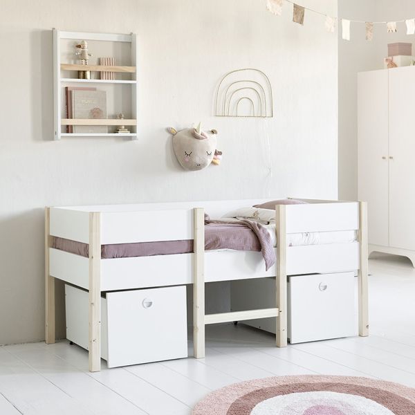 Kinderbed met lades Ciel wit hout 160x80cm | Petite Amélie