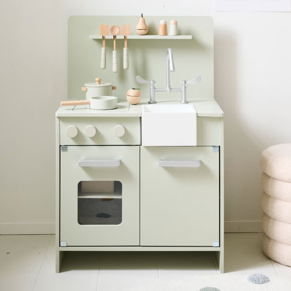 Houten Speelgoedkeuken | inclusief 7 accessoires | Mint Grijs