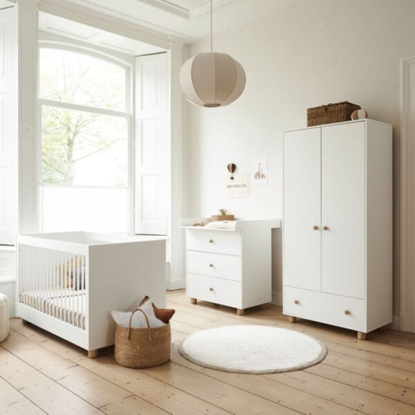 Doorgroei babykamer «Bocca Nova» 3-delig | Meegroeibed, commode en kast | Wit