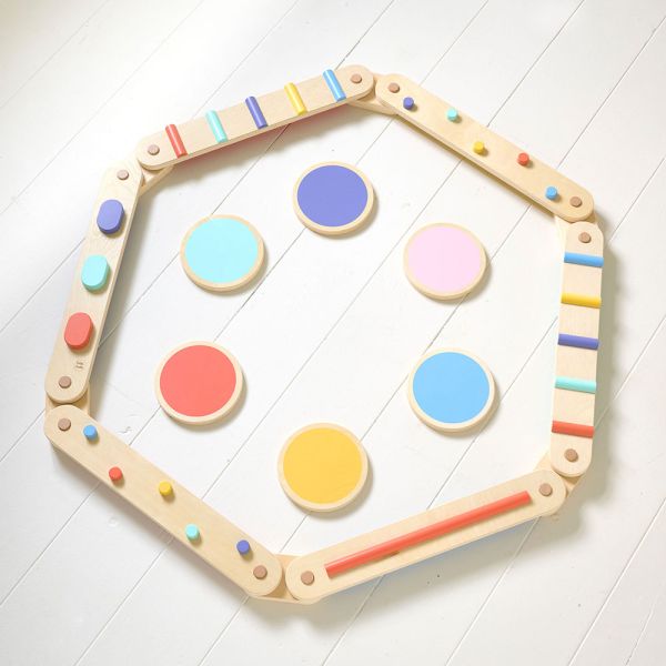 HOUTEN EVENWICHTSBALK EN BALANCEERSTENEN «NUANCE» | MEERKLEURIG