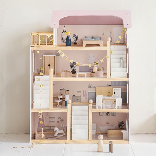 GROOT HOUTEN POPPENHUIS | INCL. POPPENMEUBELS | «LA LYONNAISE» | 80CM