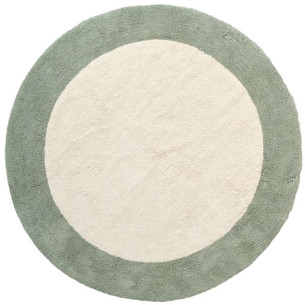 Rond vloerkleed 110 cm in groen en beige gemaakt van katoen van Petite Amélie