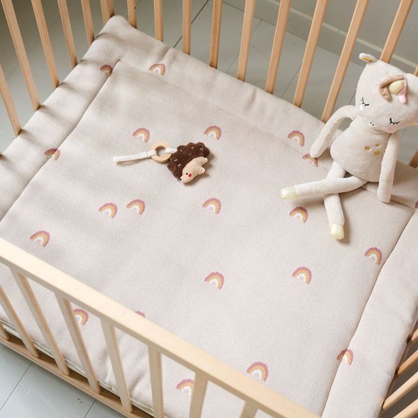 BOXKLEED 75 X 95 CM | BEIGE MET REGENBOOGPATROON