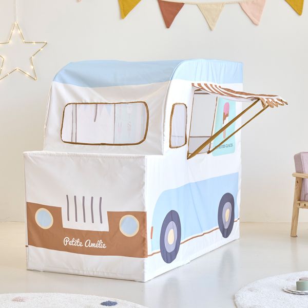 Speeltent kind in vorm van ijscowagen met blauwe details van Petite Amélie