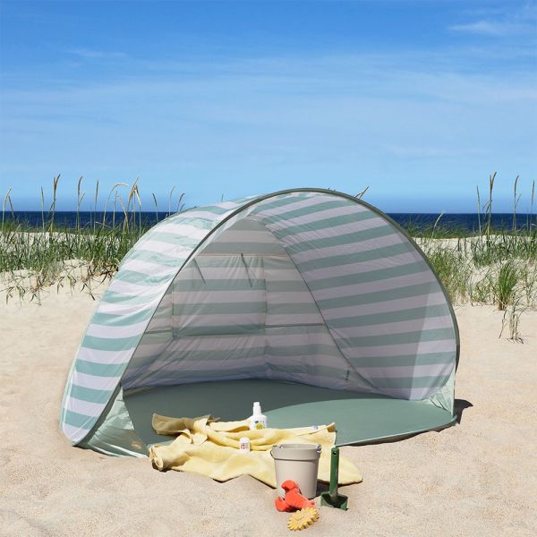 Strand pop up tent groen met stabiele constructie en opbergvak van Petite Amélie