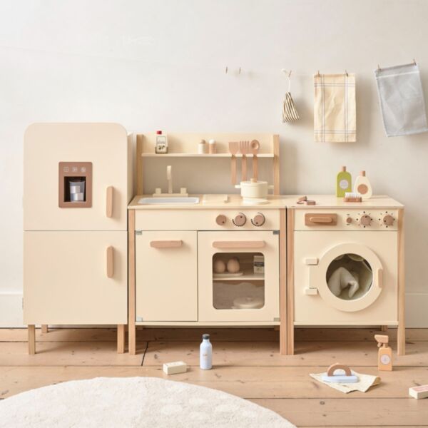 3-delige houten speelkeuken set «Chantilly» | Inclusief 34 accessoires | Beige