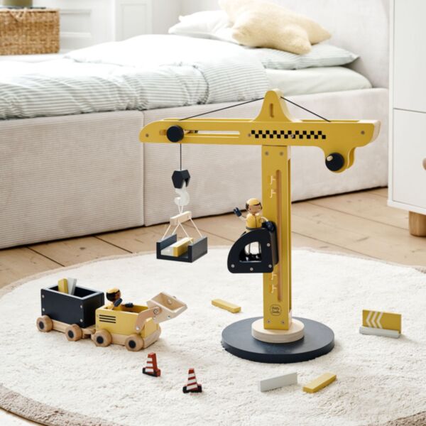 Speelgoed hijskraan incl. accessoires | Geel