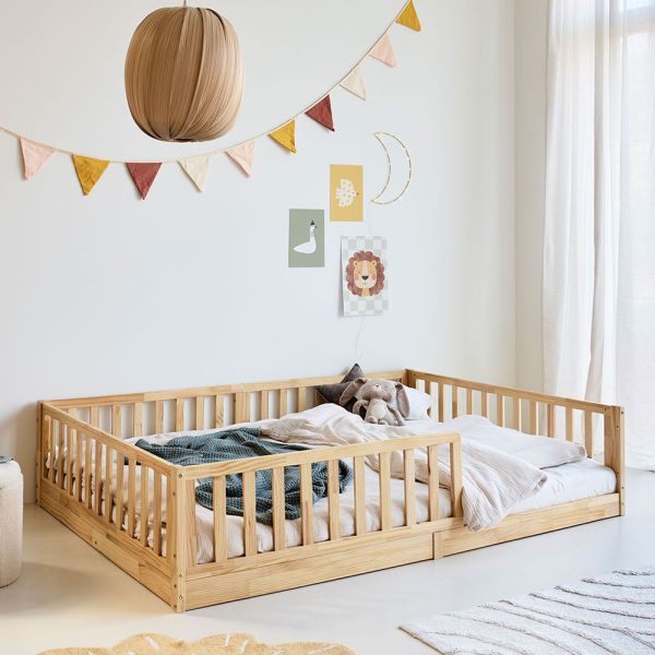 Vloerbed 140x200 van hout uit de Nid collectie in naturel van Petite Amélie