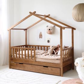 BEDHUISJE / JUNIORBED «MAISON» | 160 X 80 CM | WALNOOT