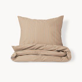 DEKBEDOVERTREKSET 120 X 150 CM «STRIPED»| BEIGE EN CARAMEL
