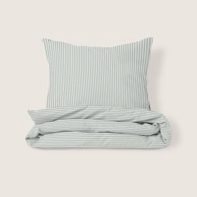 DEKBEDOVERTREKSET 120 X 150 CM «STRIPED» | OFF WHITE EN GROEN