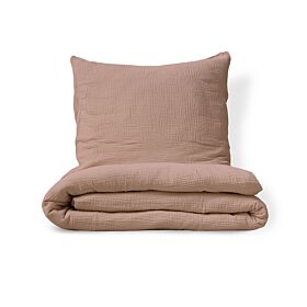 DEKBEDOVERTREKSET 120 X 150 CM | MOUSSELINE KATOEN | OUD ROZE
