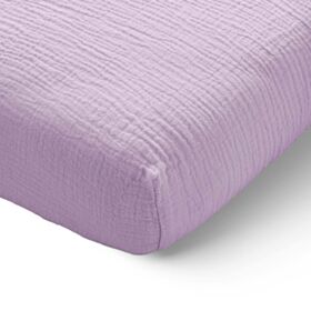 Hoeslaken 70 x 140 cm van mousseline | 100% biologisch katoen | lila