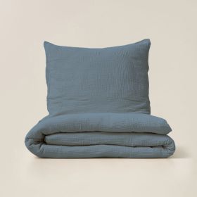 MOUSSELINE DEKBEDOVERTREKSET 140 X 200 CM | DENIMBLAUW