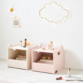 SET VAN 2 STAPELBARE SPEELGOEDKISTEN «ARC-EN-CIEL» | ROZE EN LICHT BEIGE