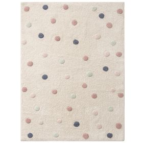 Wasbaar kindervloerkleed | Rechthoekig 120 x 170 cm | Beige met stippen