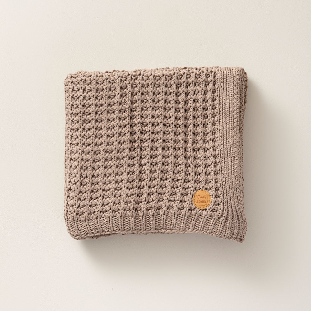 Wiegdeken 80x100cm uit gebreid organisch katoen | Diep Taupe