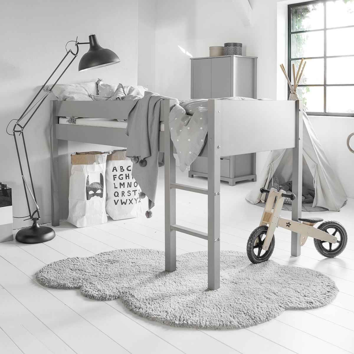 Halfhoogslaper 200x90 «ARBRE» grijs | Petite Amélie