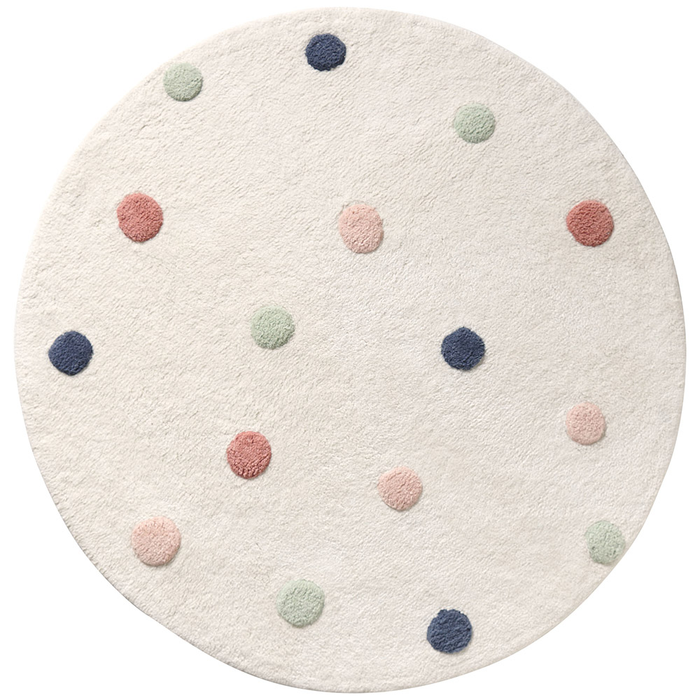 Wasbaar kindervloerkleed | Rond Ø110 cm | Stippen