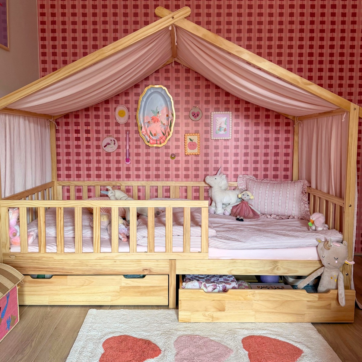 BEDHUISJE / EENPERSOONSBED «MAISON» | 200 X 90 CM | WALNOOT