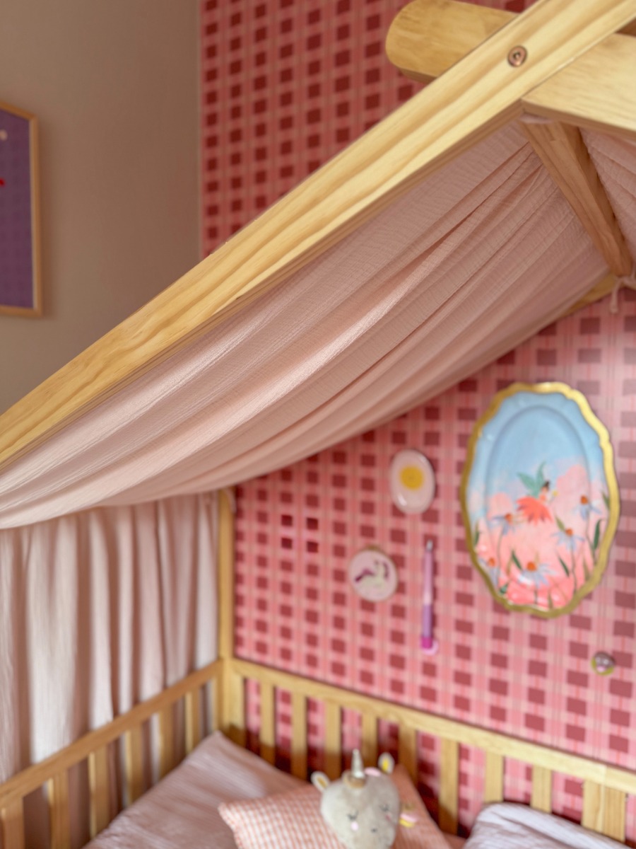 GORDIJN VOOR BEDHUISJE «MAISON» | 90 X 200 CM | MOUSSELINE KATOEN | BEIGE