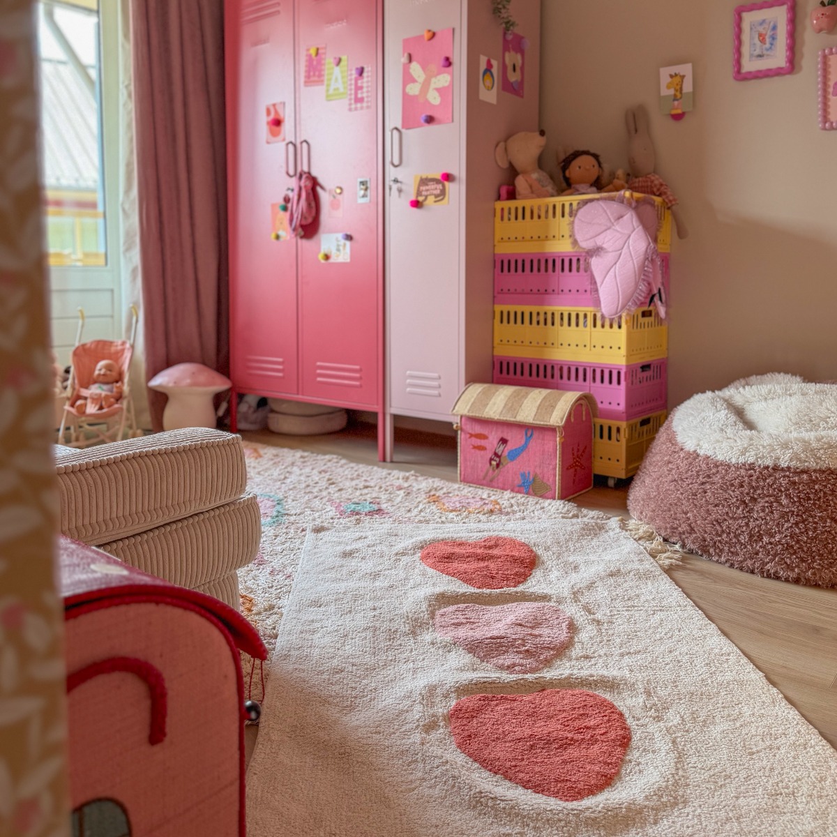 Wasbaar kindervloerkleed | Rechthoekig 80 x 120 cm | Hartjes